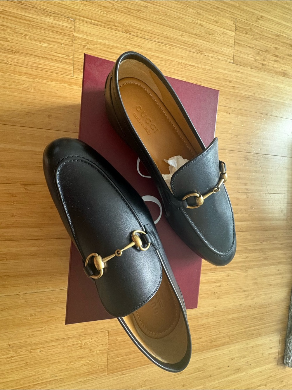 ✨ BNIB Authentic Gucci Men's Jordaan Black Leather Loafers 9+ US 10.5 ✨ - Picture 2 of 9